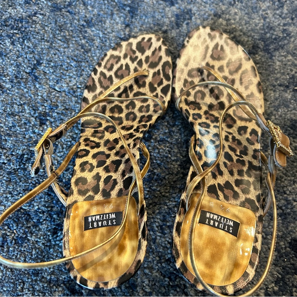 Stuart Weitzman leopard kitten sandals -9 1/2